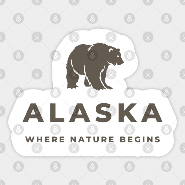 Alaska where nature begins Sticker by Samuel Tee